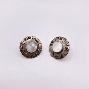 Sterling Silver Tribal Design Earrings With Mother of Pearl